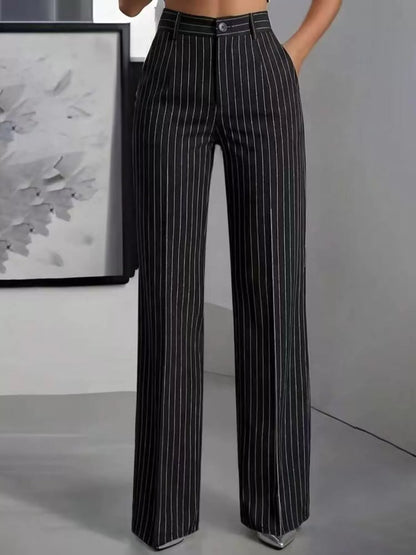High-Waisted Striped Wide-Leg Pants for Women
