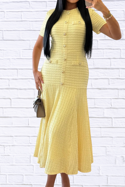 Textured Knit Short Sleeve Dress