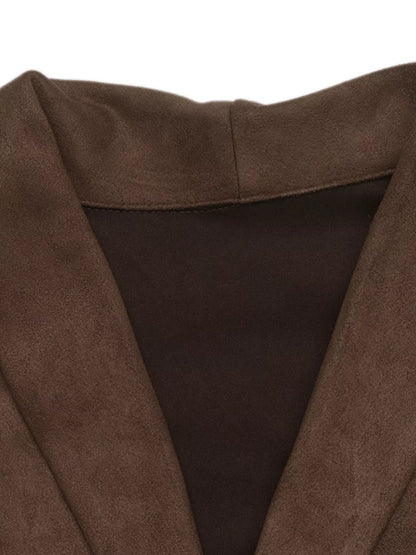 Button-Front Long Sleeve Blazer Dress
