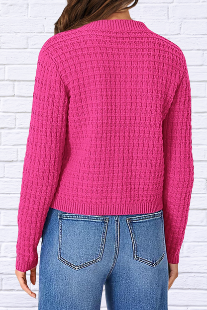 Textured Knit Button-Front Cardigan