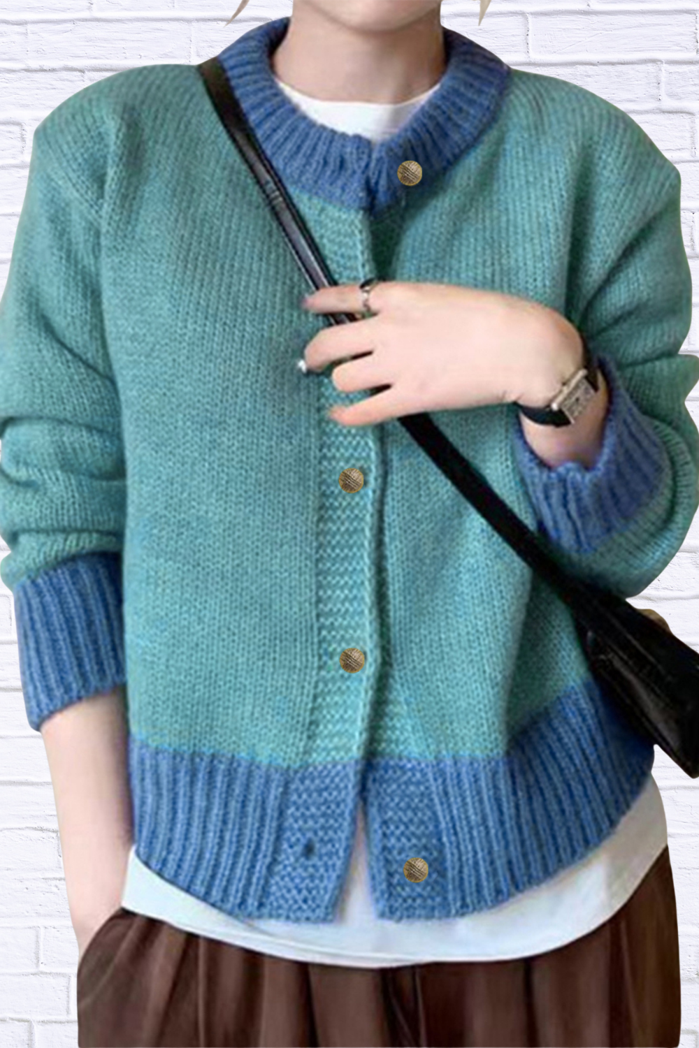 Color Block Button Up Cardigan