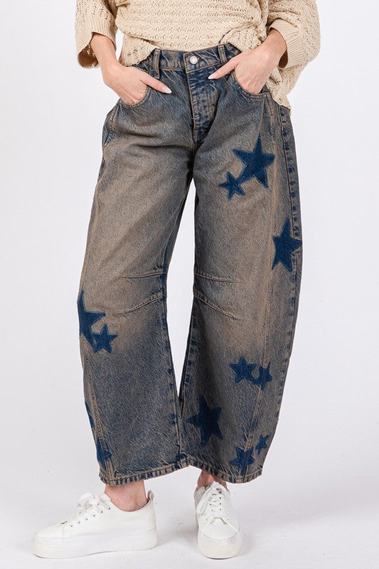 Blue Zone Planet | Sage + Fig Star Wide Leg Jeans With Pockets