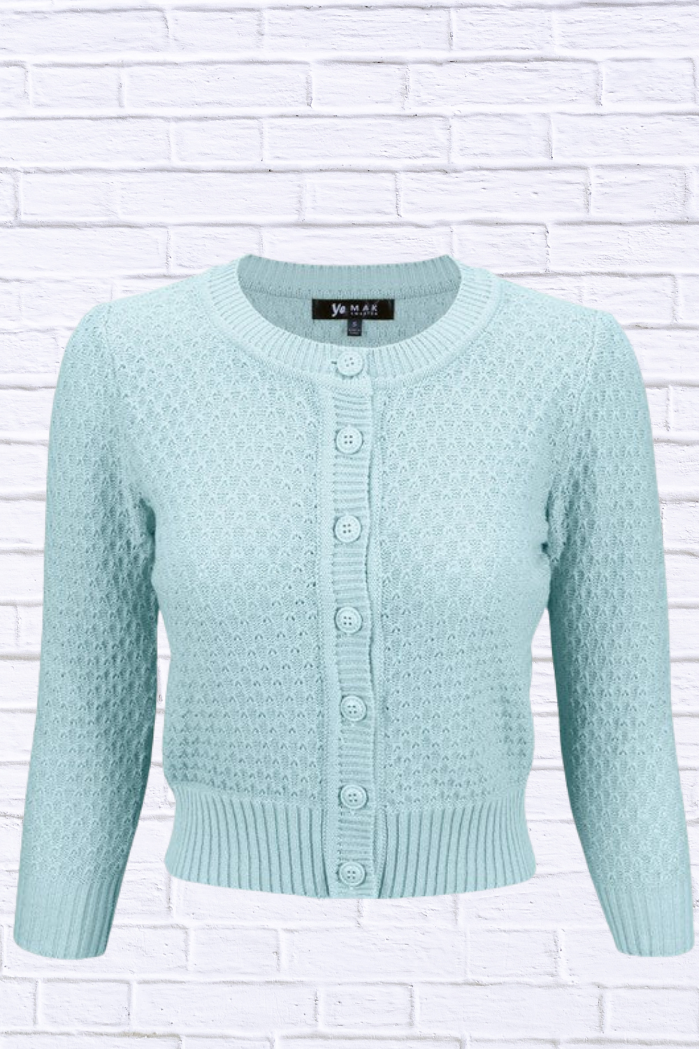 3/4 Sleeve Cute Pattern Cropped Cardigan Sweater