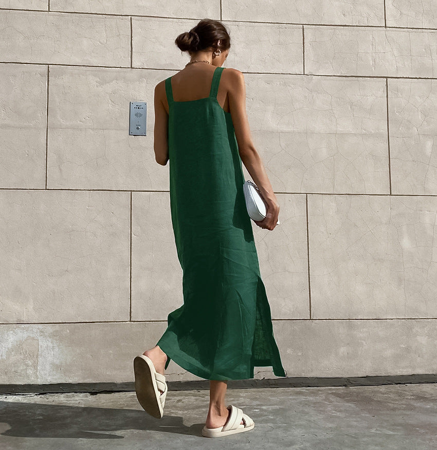 Simple Solid Color Cotton Dress