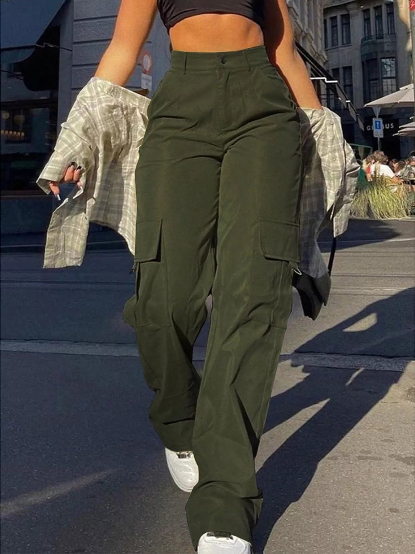 Full Size High-Waisted Cargo Pants Plus Size