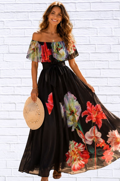 Floral Off-Shoulder A-Line Dress for Women