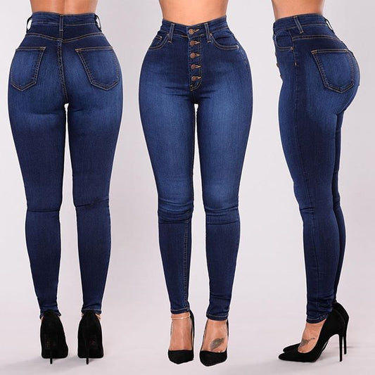 High Waist Stretch Slim Denim Skinny Pants