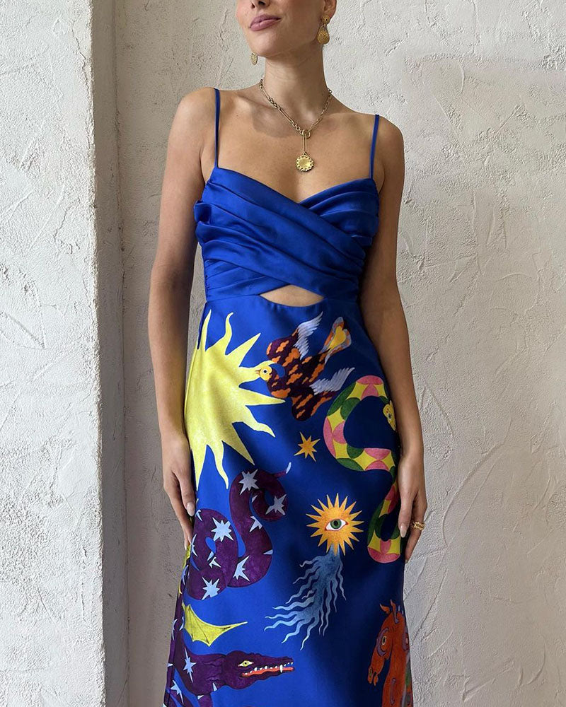 Vibrant Art Animal Print Slip Dress