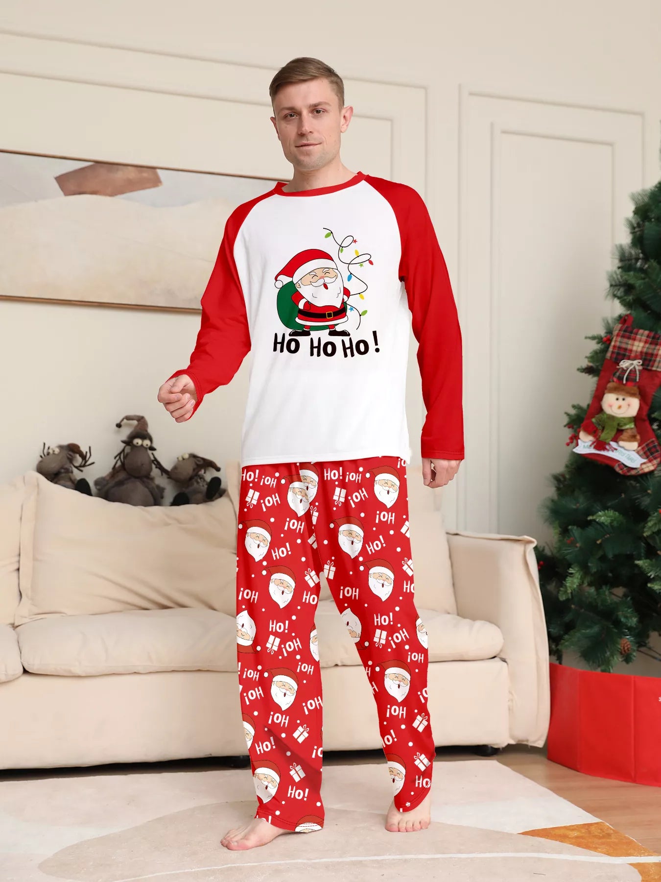 Full Size Matching Family Christmas Santa Claus Pajamas Set Plus Size