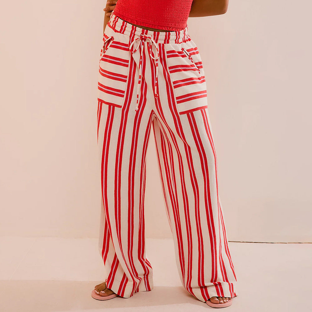 Casual Striped Wide Leg Trousers