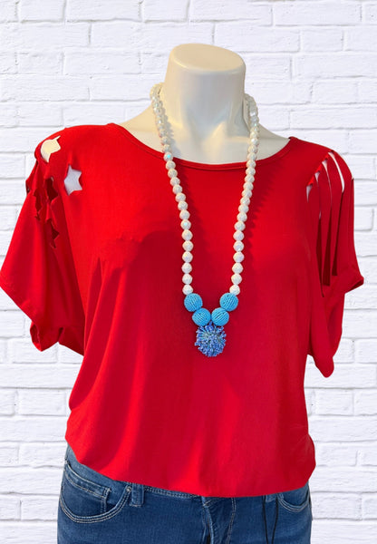 Red 4th July Laser Cut Top