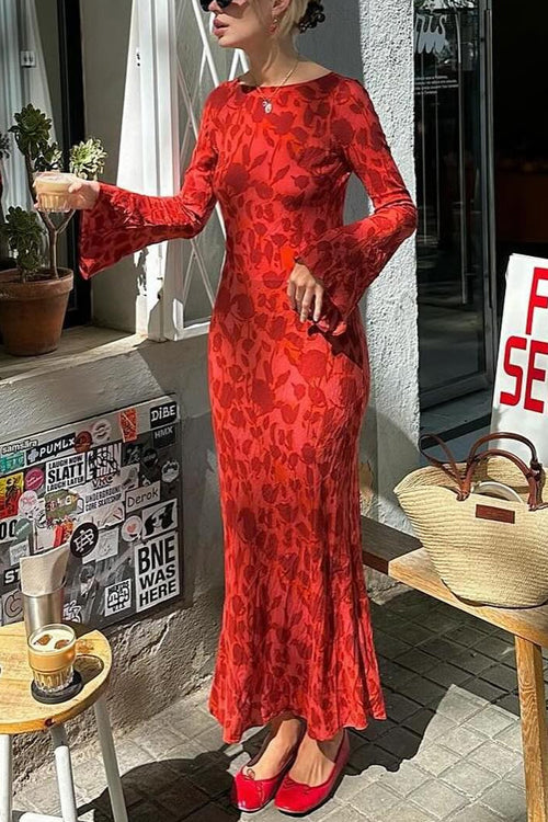 Rosiedress Bell Long Sleeves Floral Print Maxi Dress