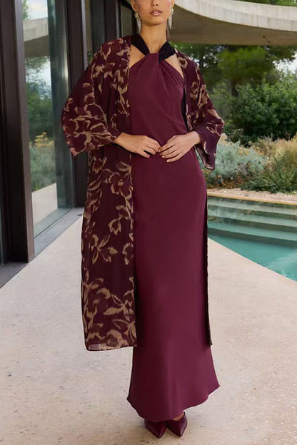 Sleeveless Draped Back Maxi Party Dress