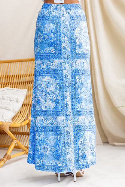 High Rise Floral Print Maxi Skirt