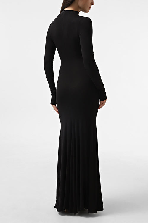 Rosiedress Mockneck Long Sleeves High Slit Bodycon Maxi Dress