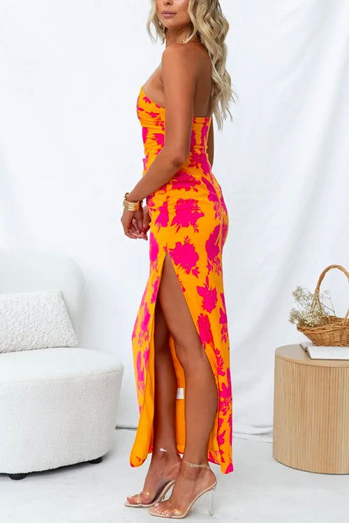 Rosiedress One Shoulder Side Split Printed Cami Maxi Dress