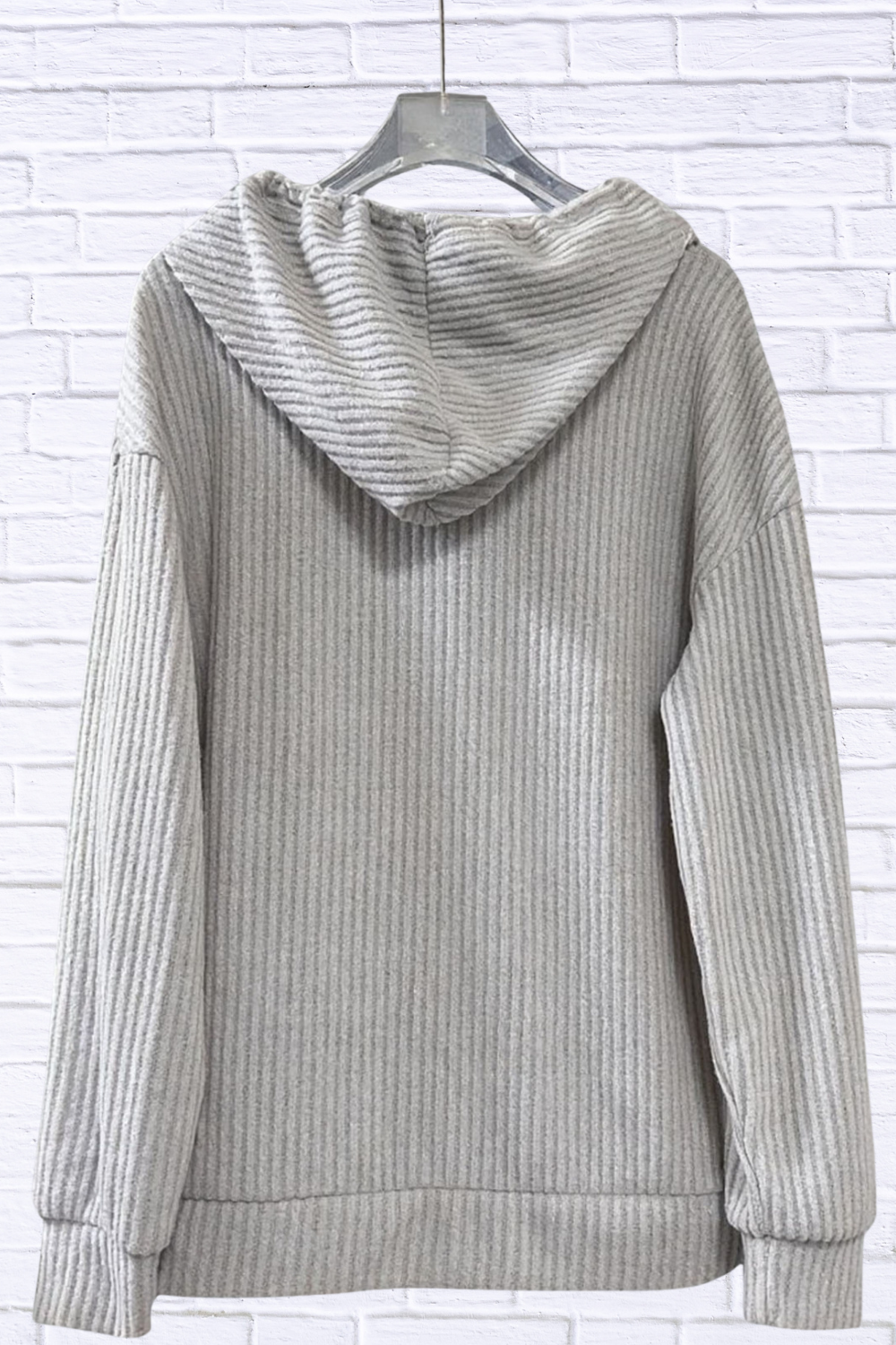 Button-Front Drawstring Hoodie