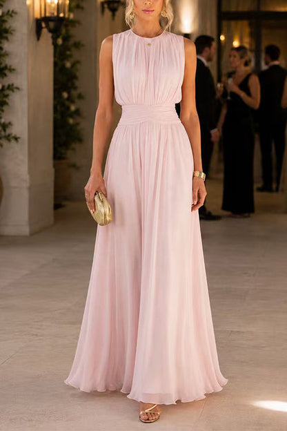 Crewneck Sleeveless High Waist Maxi Dress