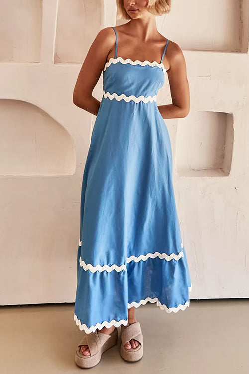 Spaghetti Strap Ric Rac Trim Swing Maxi Dress
