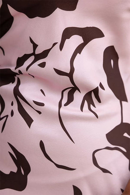 Spaghetti Strap V Neck Floral Print Slit Maxi Dress