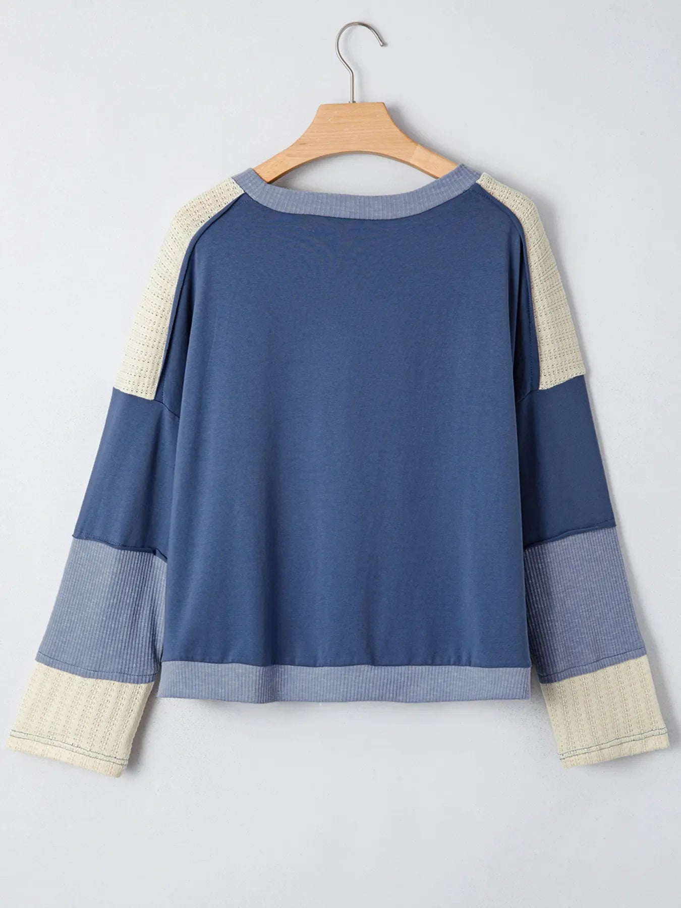 Contrast Knitted Colorblock Star Patchwork Oversize Long Sleeve Top