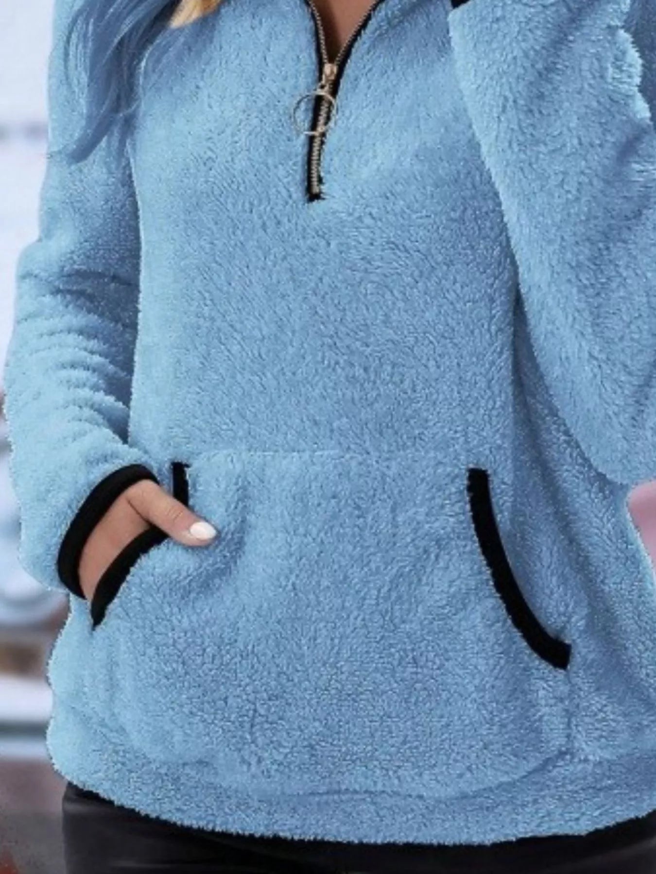 Full Size Cozy Fleece Quarter Zip Long Sleeve Sweatshirt Plus Size