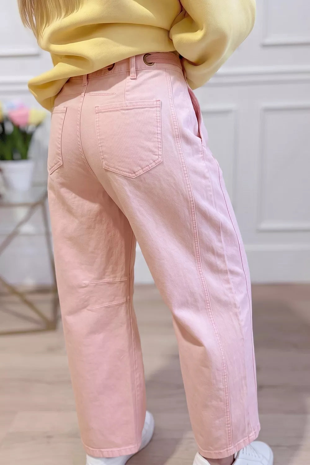 Wide-Leg Drawstring Jeans