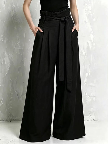 Full Size Wide-Leg Paperbag Waist Pants Plus Size