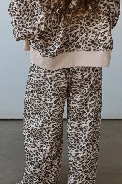 Multicolour Leopard Print Wide Leg Full Length Pants