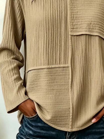 Women's Textured Patchwork Long Sleeve Top