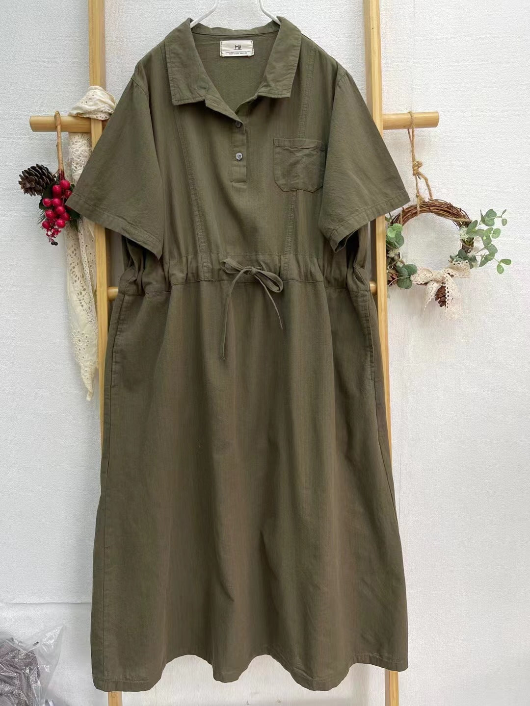 Summer lapel japanese style loose dress