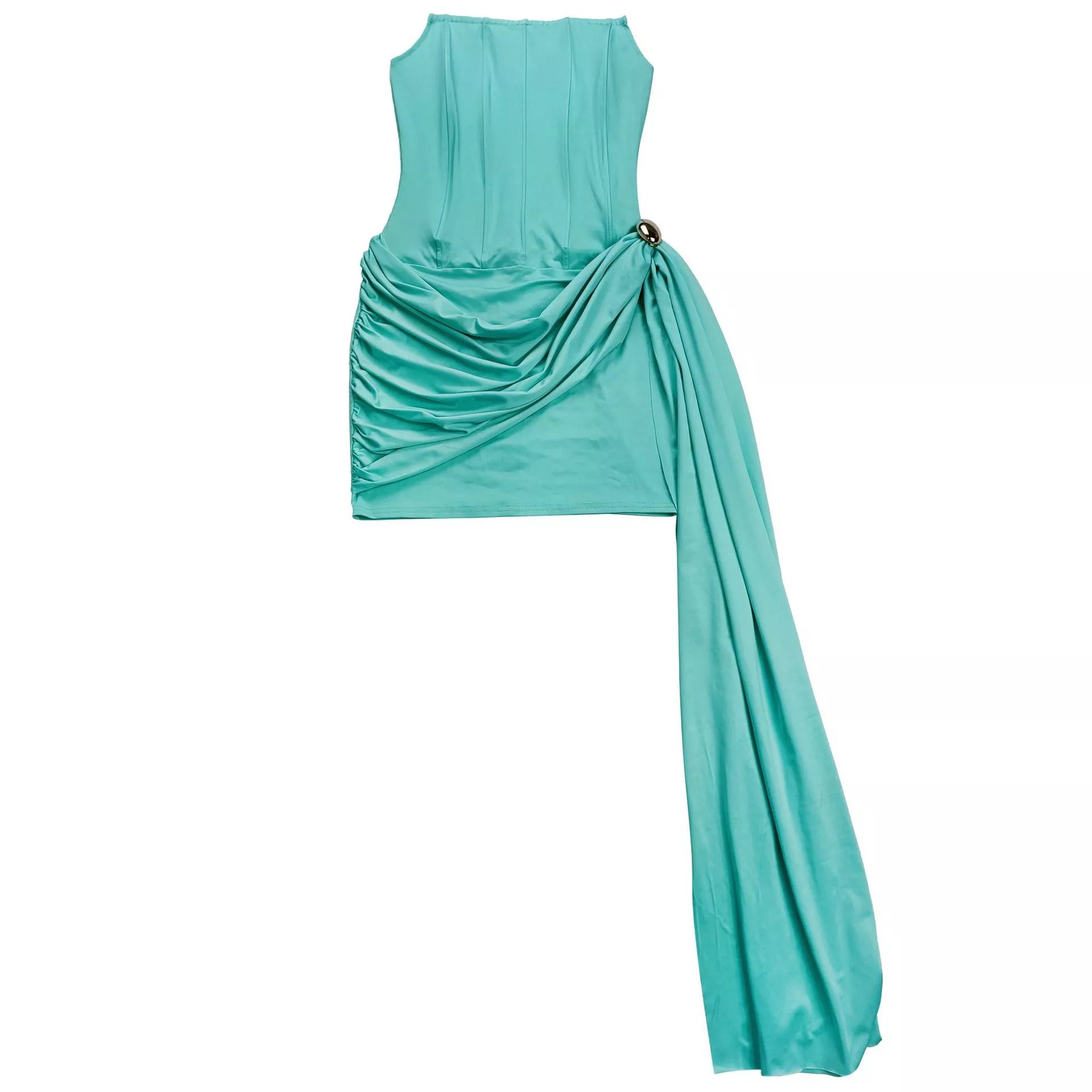 Tina's Strapless Corset Mini Dress with Draped Detail