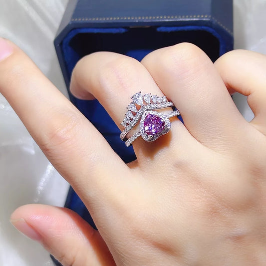 2 Carat Moissanite 925 Sterling Silver Ring Set