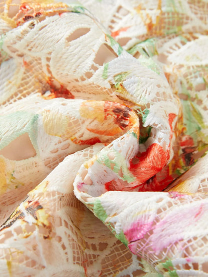 Floral Lace Sleeveless V-Neck Midi Dress