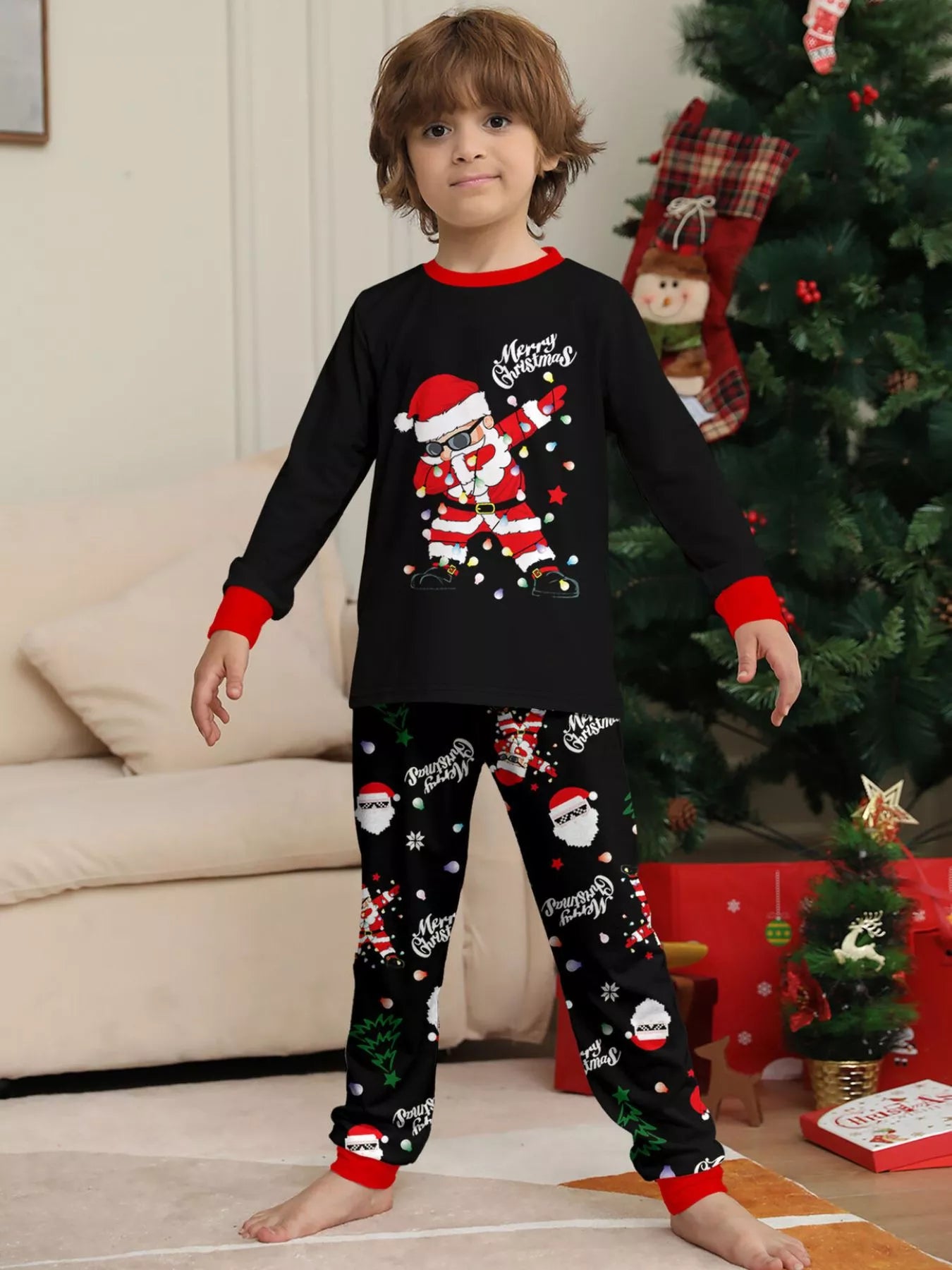 Full Size Family Matching Christmas Santa Pajamas Set Plus Size