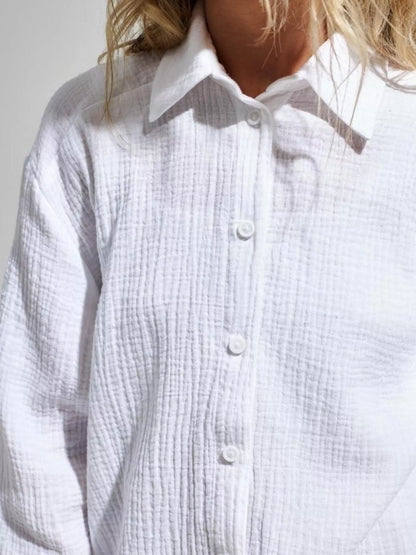 Textured Gauze Button-Down Shirt for Women | Boutique Top