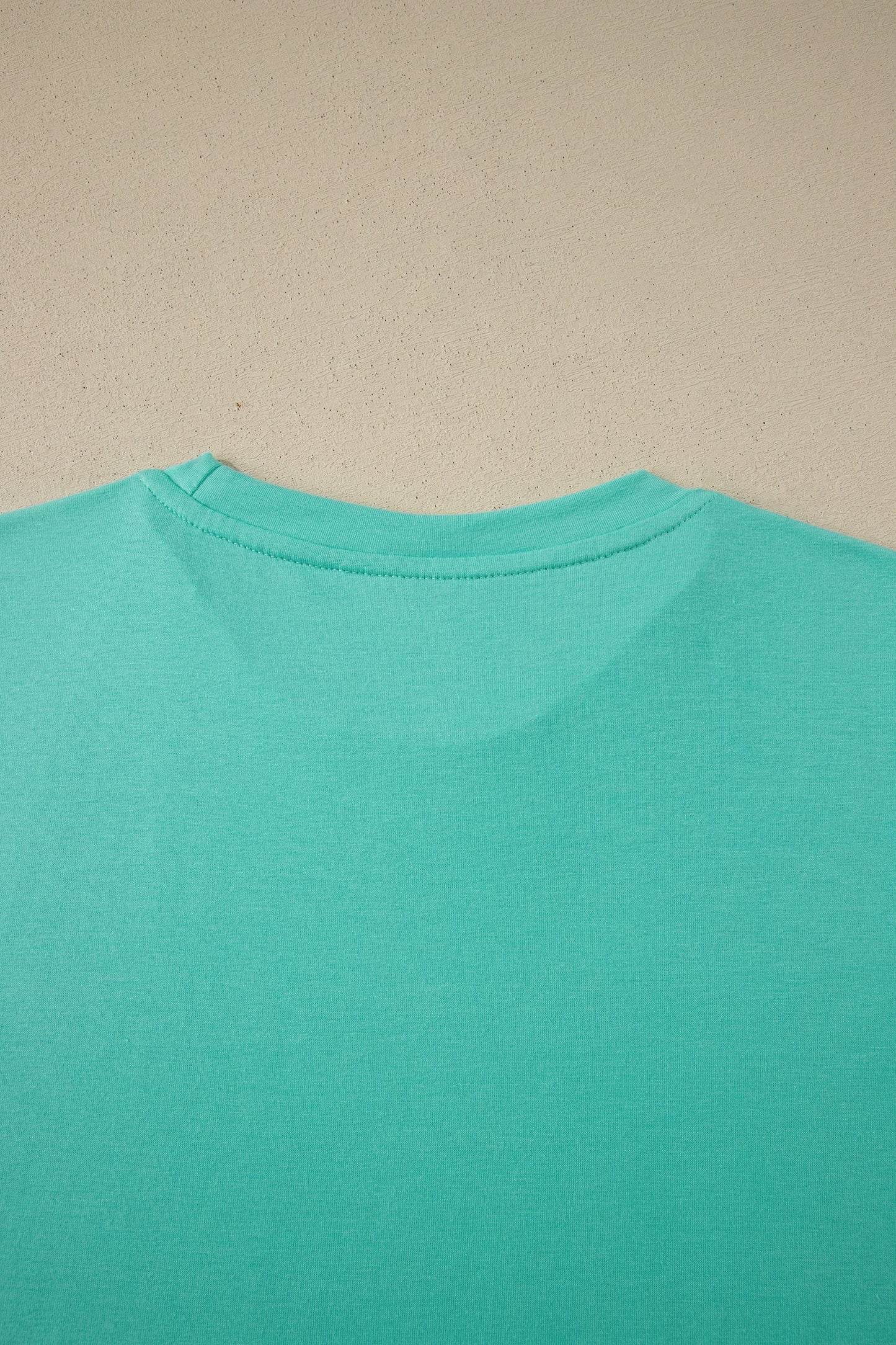 Mint Green Casual Plain Crew Neck Tee