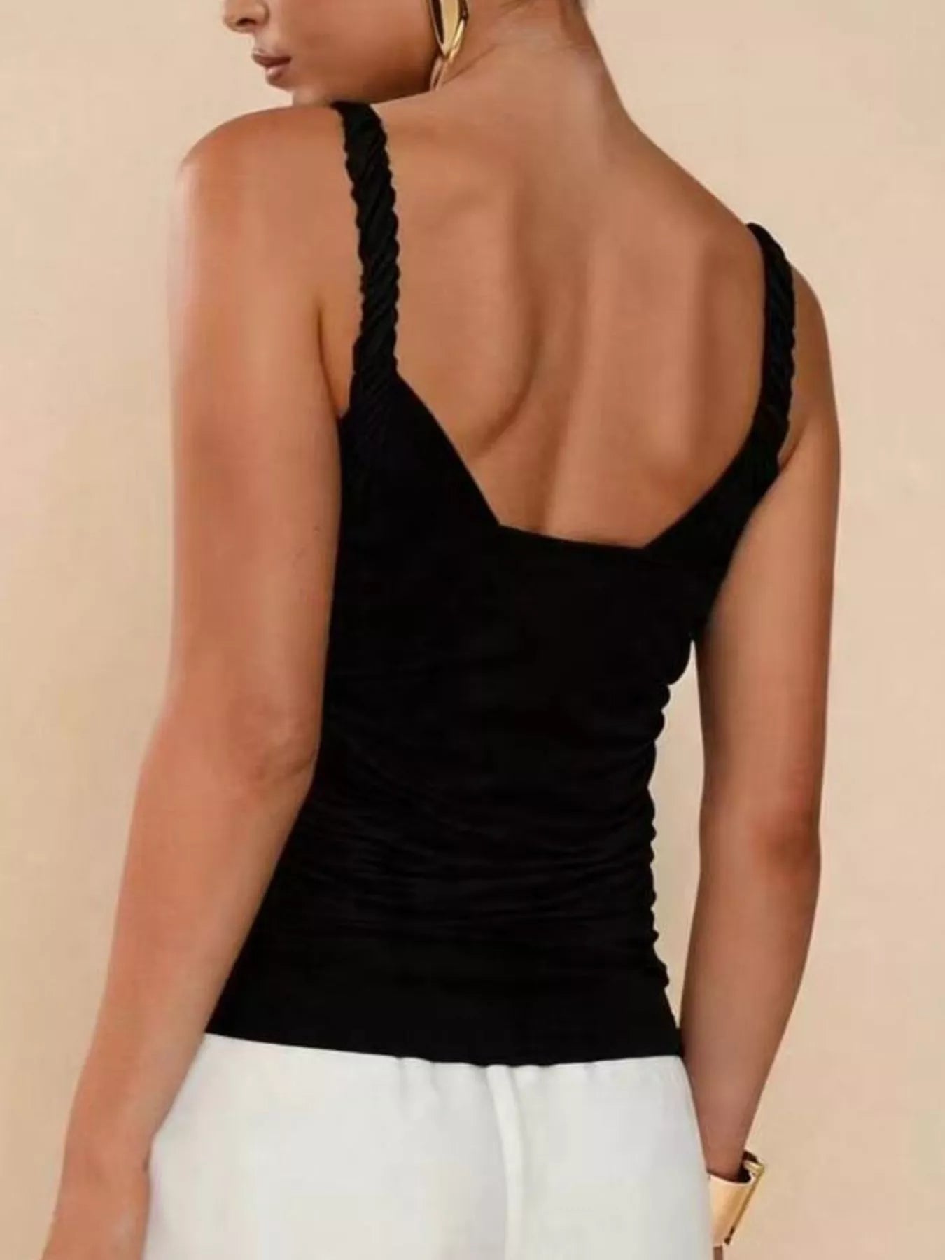 Gold-Tone Ring Twisted Strap Cami