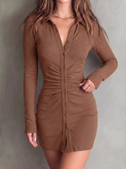 Button-Down Bodycon Mini Dress