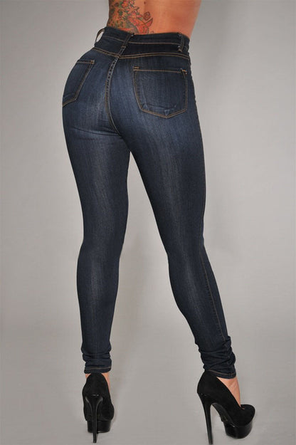 High Waist Stretch Slim Denim Skinny Pants