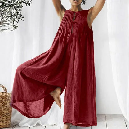 Casual Pleated Design Loose Jumpsuit