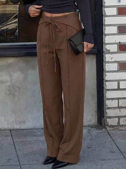 High-Waisted Wide-Leg Drawstring Pants