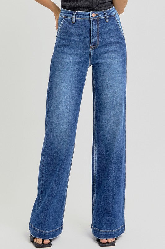 Blue Zone Planet | Risen Full Size High Rise Wide Leg Jeans With Slanted Pockets