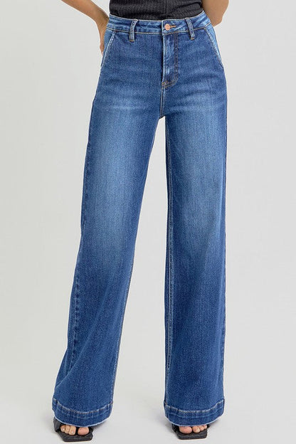 Blue Zone Planet | Risen Full Size High Rise Wide Leg Jeans With Slanted Pockets