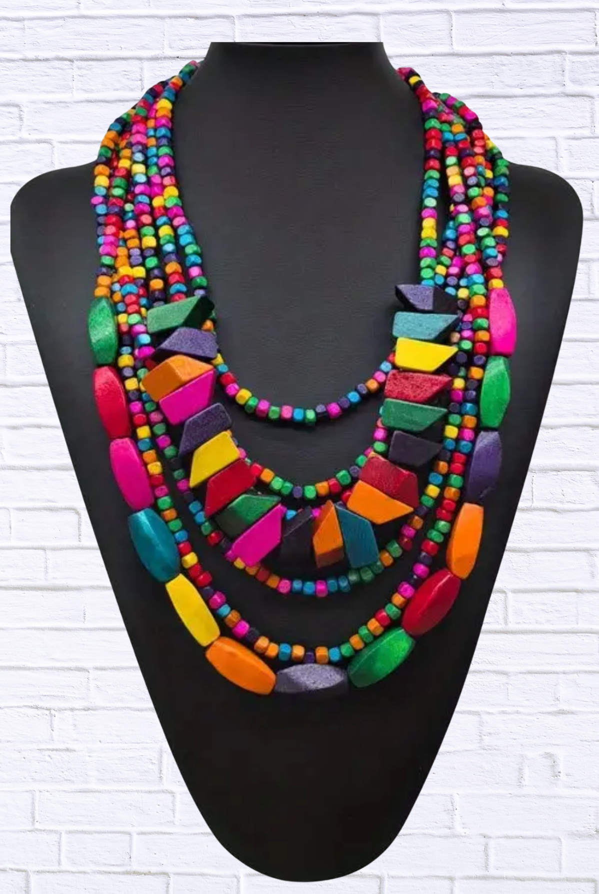 Multi Colorful Wooden Necklace