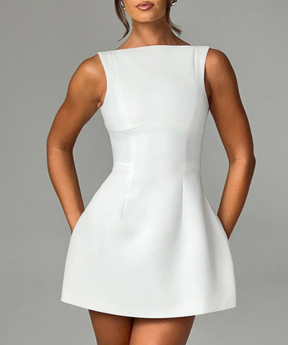 Elegantly Cut Sleeveless Mini Dress