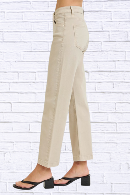 RISEN Full Size Tummy Control Mid Rise Ankle Straight Jeans Plus Size