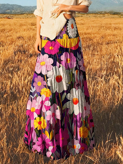 Floral Print High-Waisted Maxi Skirt