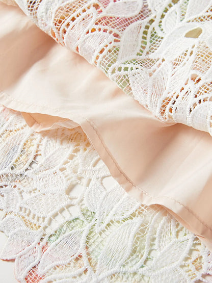 Floral Lace Sleeveless V-Neck Midi Dress