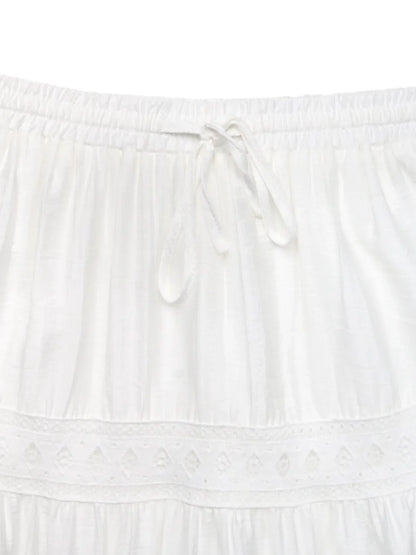 Lace Detail Elastic Waist Skirt